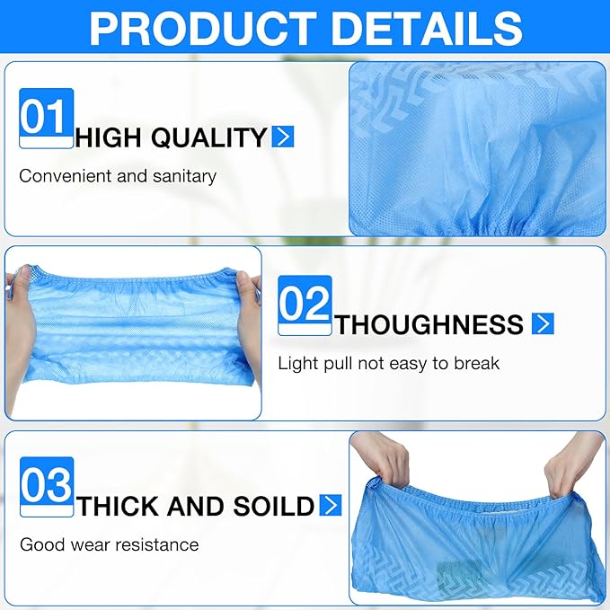 600 Packs Disposable Boot Shoe Covers Non Slip Thick Extra Booties for Shoes Covers Durable for Men Women (Blue)