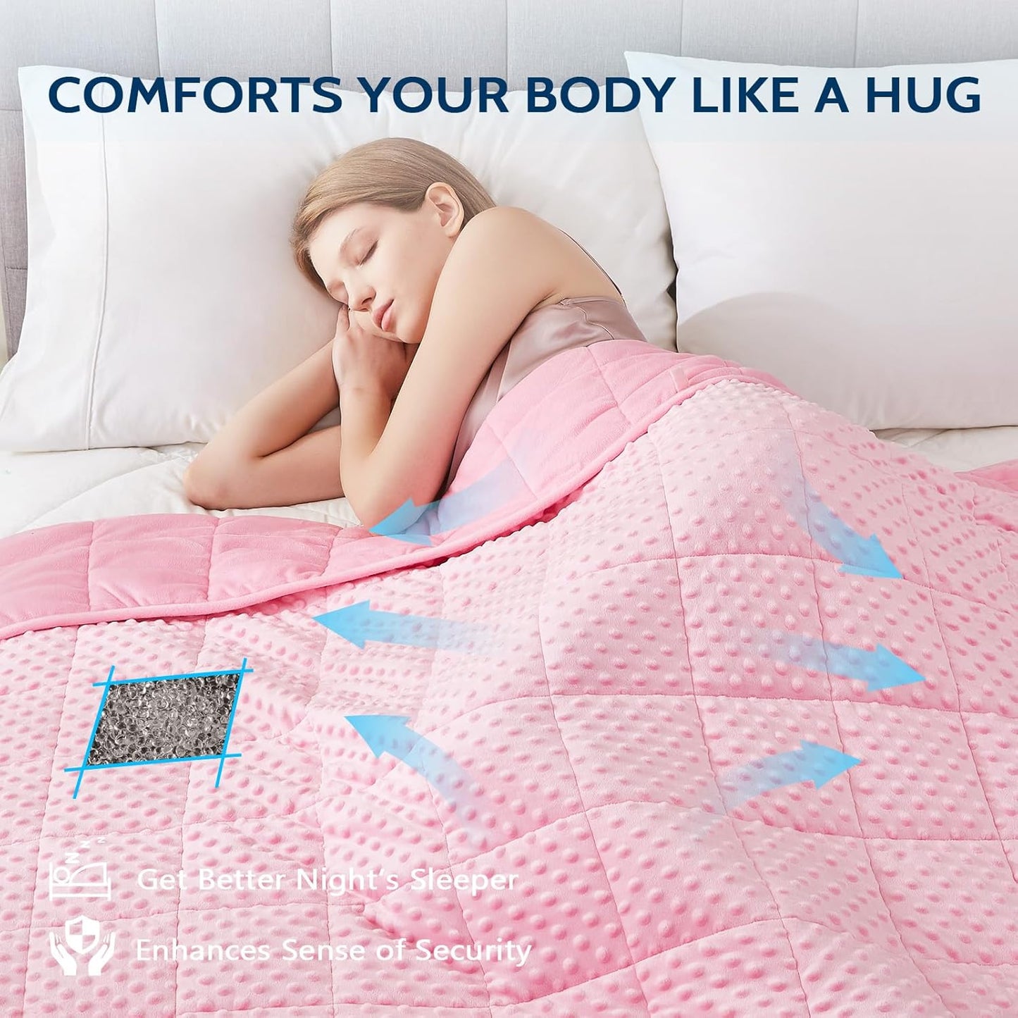 L'AGRATY Weighted Blanket for Adult - 60"x80" 15lbs Minky Dots Heavy Blanket with Glass Beads: Soft Breathable for All-Season Summer Fall Winter Thick Comfort for Sleeping
