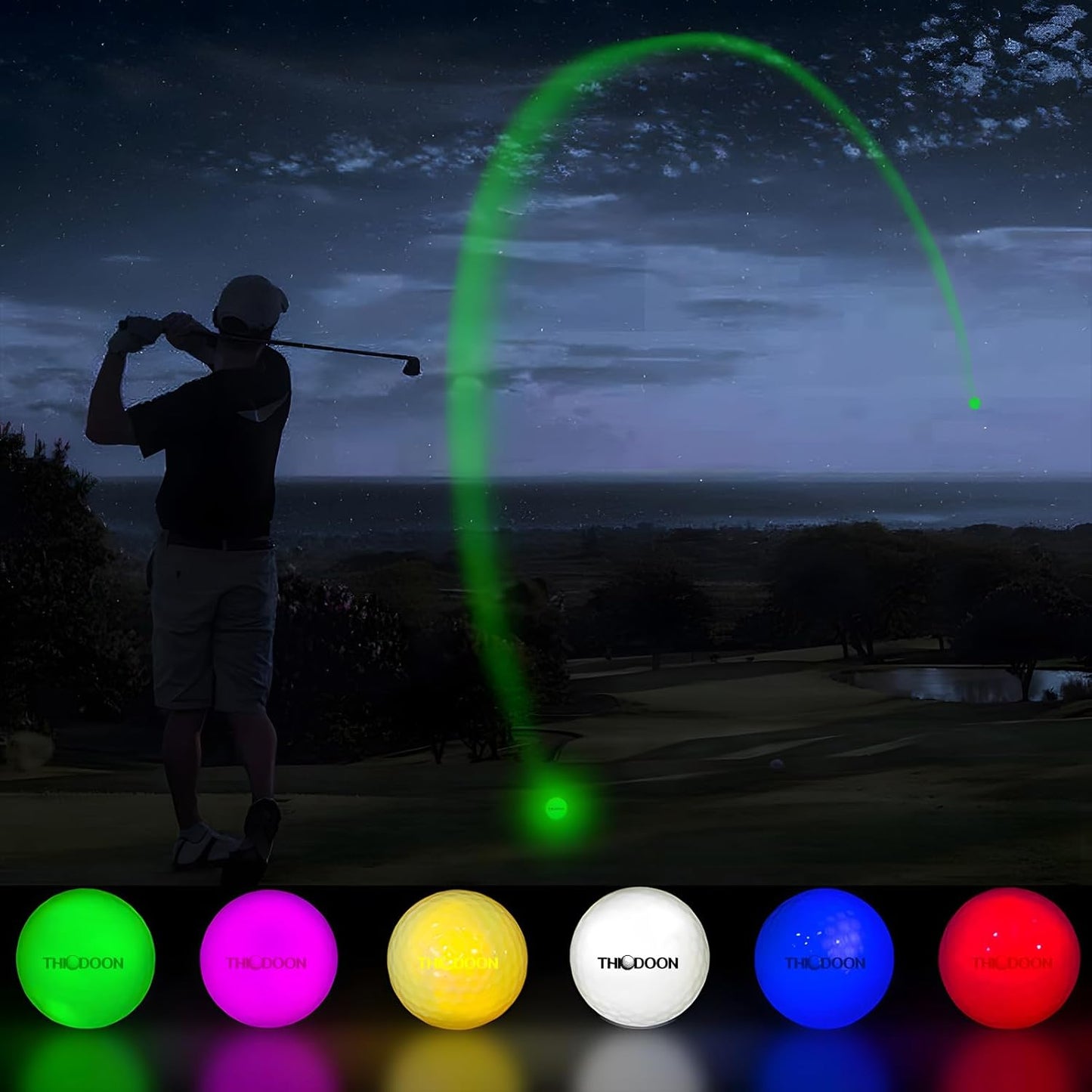 THIODOON Glow in The Dark Golf Balls Light up Night Led Golf Balls Gift Sets for Men Kids Women