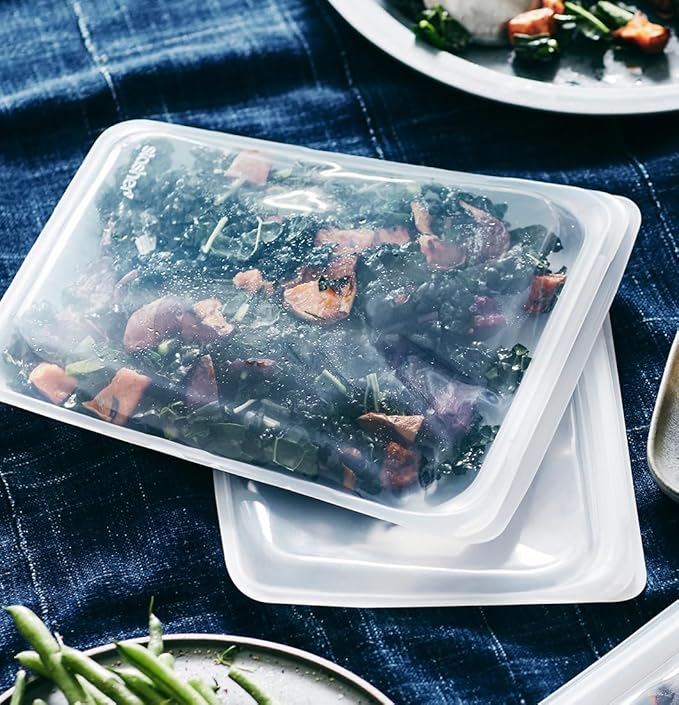 Stasher Silicone Reusable Storage Bag, Half Gallon Bag, Reusable Freezer Bag, Microwave, Dishwasher, Oven Safe, Sous Vide, Premium Lunch Container, Eco Friendly, Food Storage Bags, 64 oz, Clear