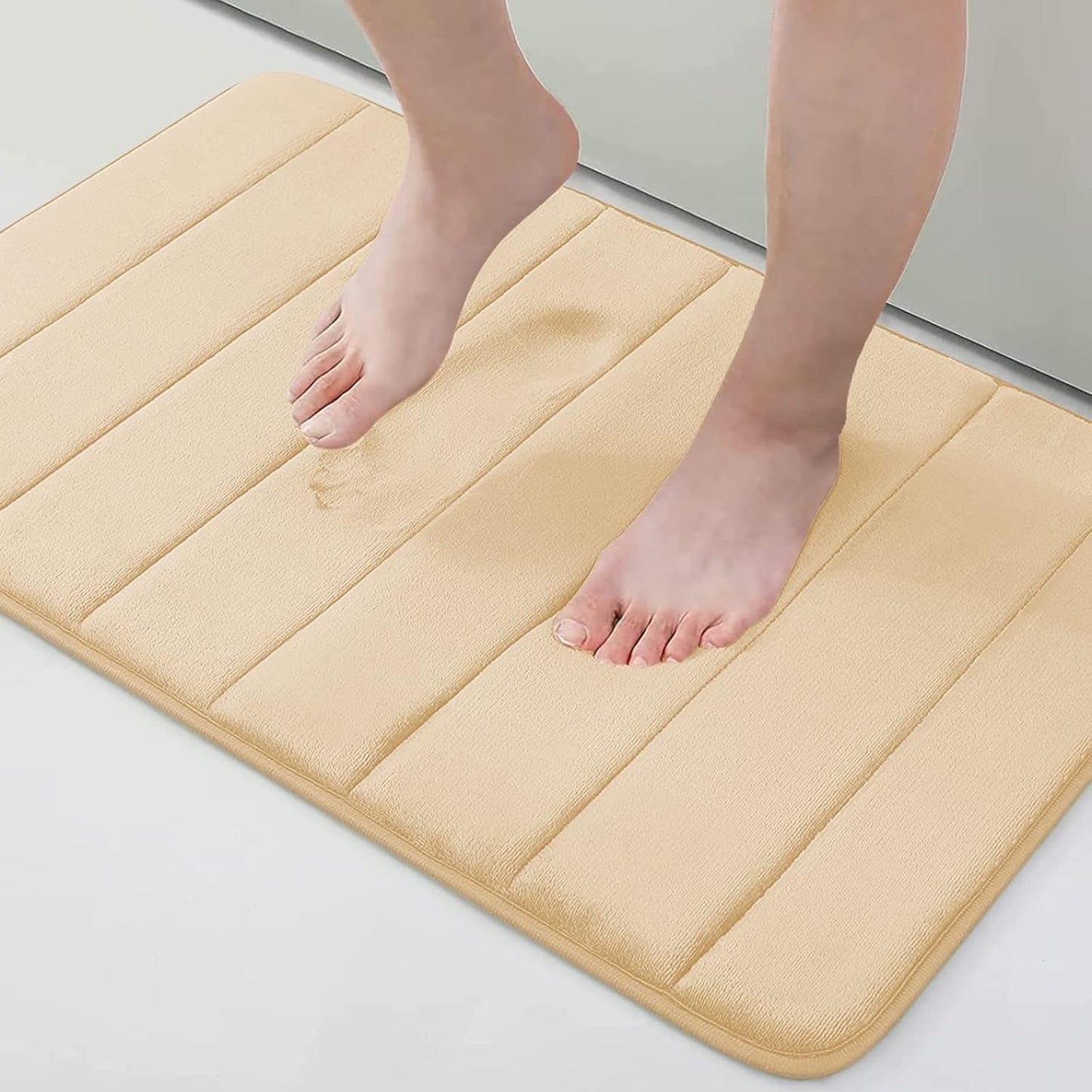 Buganda Memory Foam Bath Mat, 24" x 16", Ultra Soft and Non-Slip Bathroom Rugs, Water Absorbent and Machine Washable Bath Rug for Bathroom, Shower, and Tub, Gold