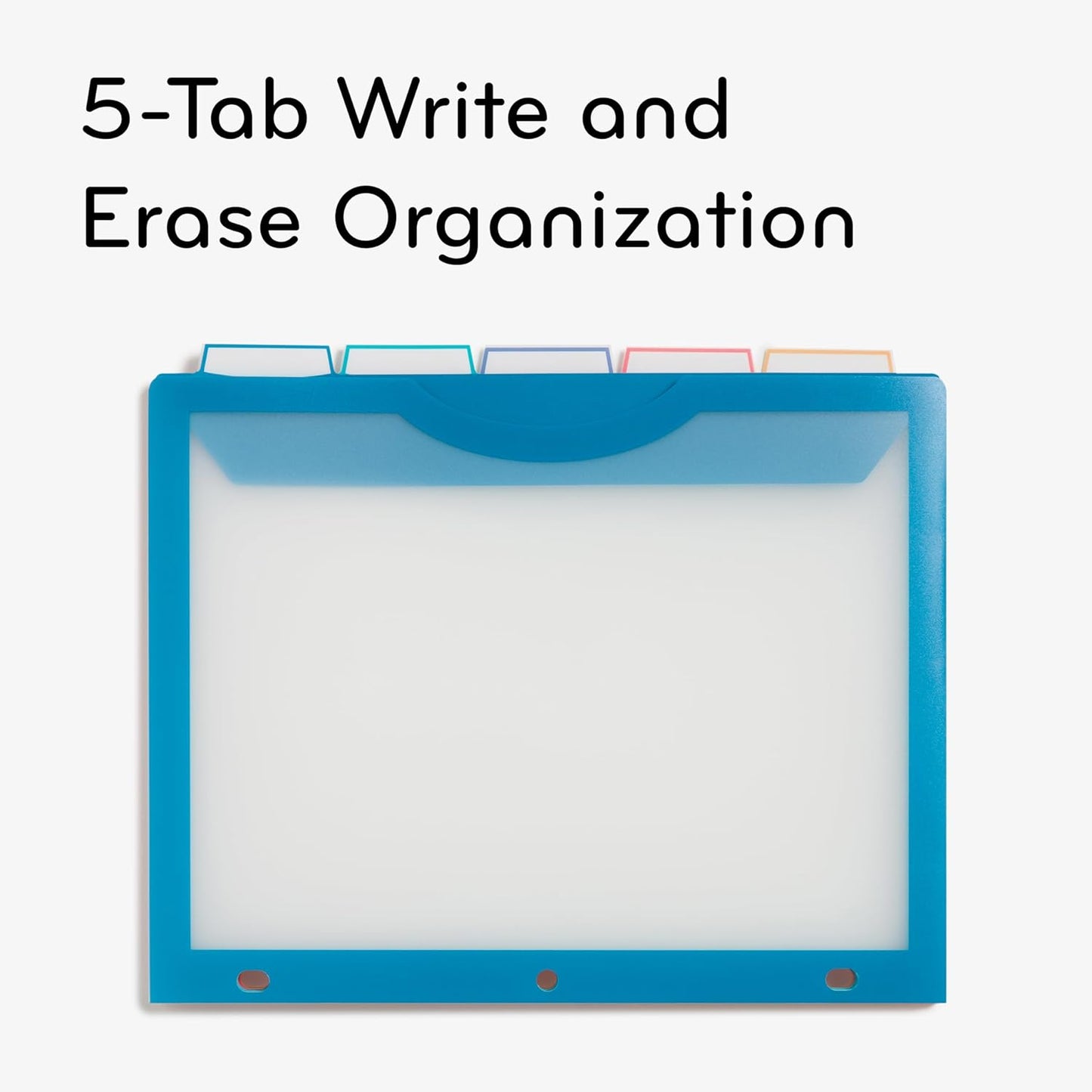 U Brands Poly 5-Tab Three Ring Binder Dividers with Tabs and Pockets, Clear View, 10 Set, Assorted Brights, 3-Hole Punched Pocket Dividers