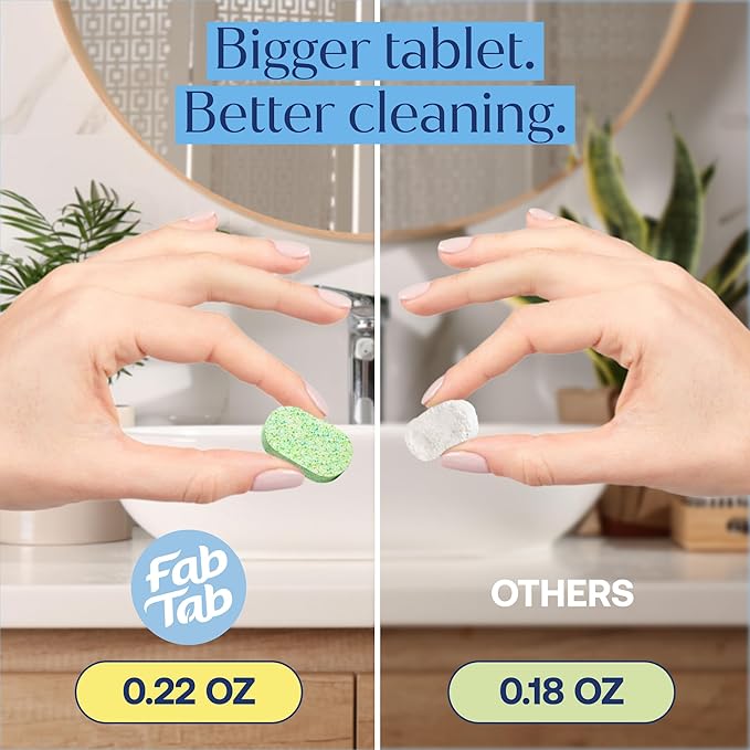 Fab Tab Bathroom Cleaner, Eco-Conscious Cleaning Tablets for Sparkling Bathrooms, Powerful Grime Remover, Citrus Scent, No Harmful Chemicals, Economical Refills - 8 Tablets (bottle not included)