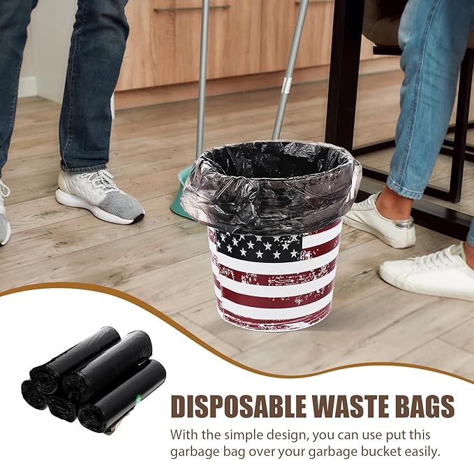 GALPADA 5 Rolls Black Trash Bags for Kitchen and Bathroom PE Garbage Bags Disposable Rubbish Liners for Home Waste Bins