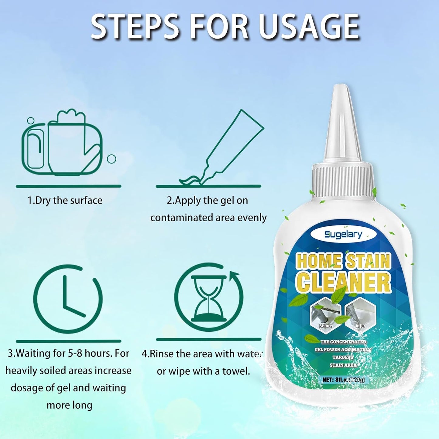 Sugelary Household Washing Machine Cleaner for Washing Machine, Refrigerator Strips, Cleaner Gel for Home Sink Shower with Brush(8 fl.oz)