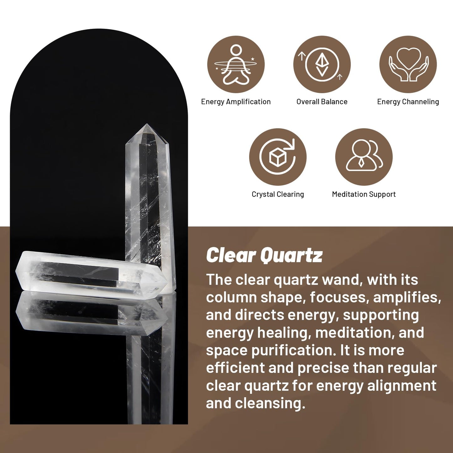 Clear Quartz Crystal Wand-1 Pc 4.3''-4.7'' Natural Clear Quartz Crystal Wand, Healing Crystal and Stones, Natural Clear Quartz Stone Tower, Gift Box Packaging