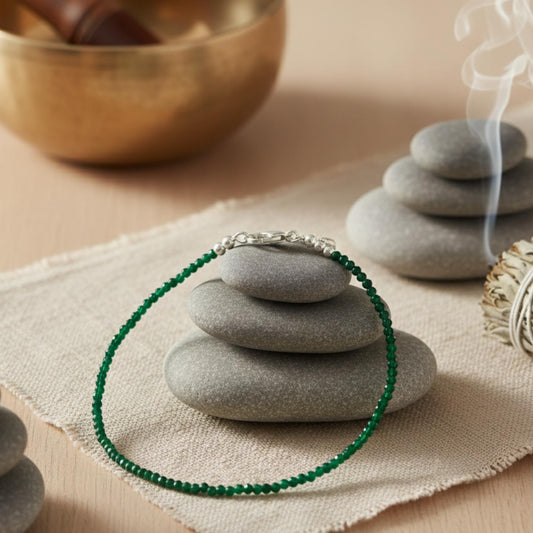 Authentic Green Jade Anklet for Women - Lab Tested Natural Gemstone Bracelet - 2mm Micro Faceted Beads - Adjustable 7 to 9 Inch Healing Crystal Foot Jewelry for Grounding & Root Chakra - Protection Gift for Her - Birthday Gift