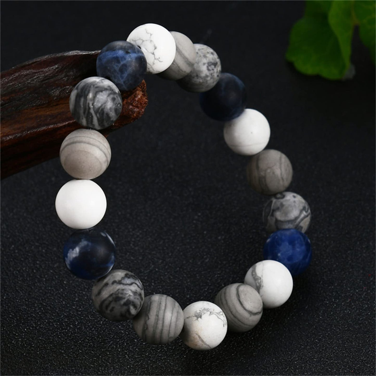 ONLYJUMP Planet Bracelet Solar System Universe Galaxy Bracelet Handmade Natural Stone Bead Bracelet String Adjustable Astronomy Gifts Bangle for Women Men (White Bracelet)