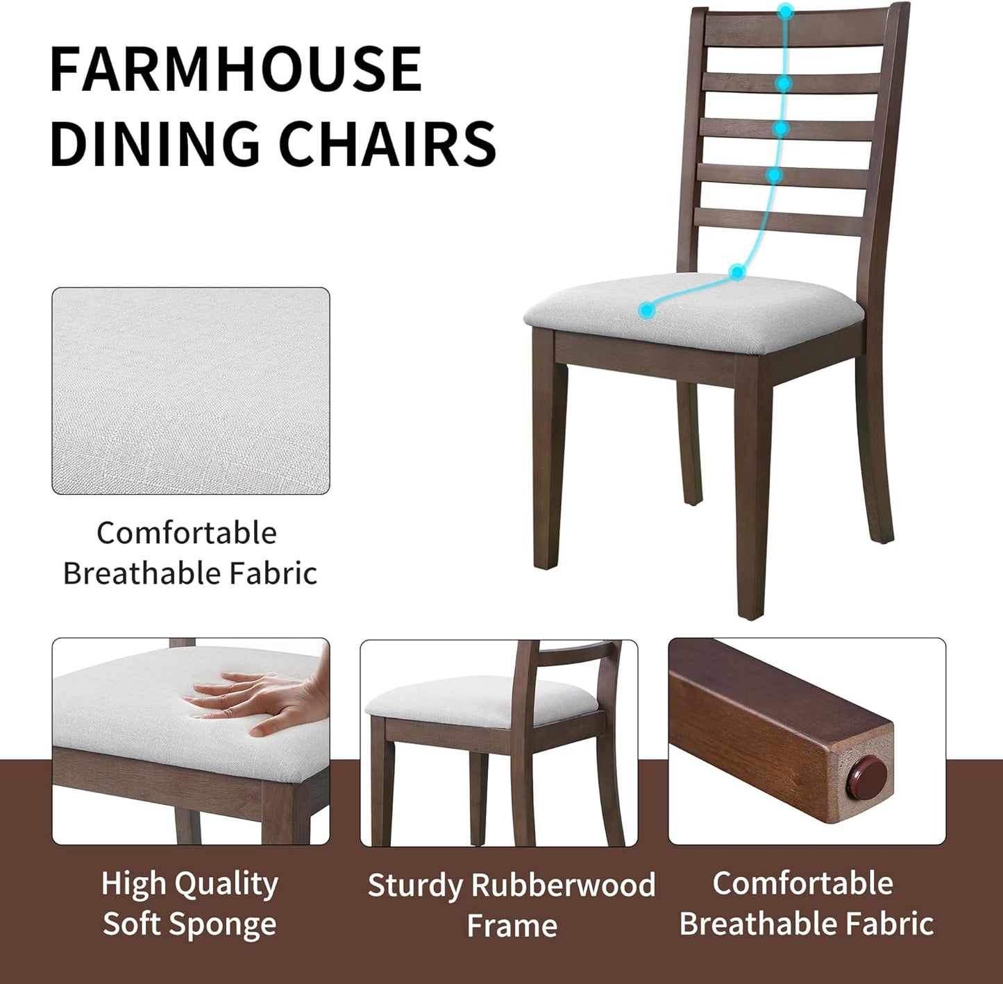 Merax 7 Piece Extendable Wooden Dining Table Set, Farmhouse Extendable with 18" Move Leaf, 78" Rustic and 6 Upholstered Chairs for Kitchen Room, Brown