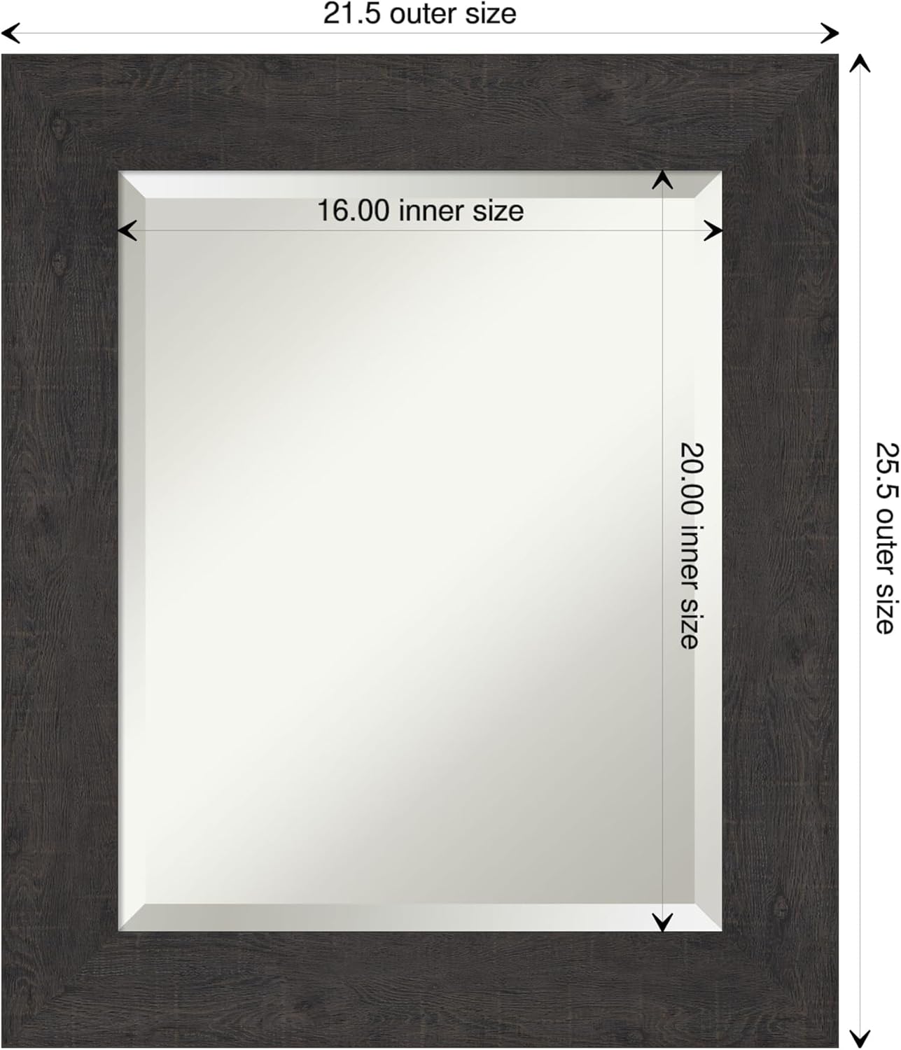Amanti Art Brown Wall Mirror 26x22 Rustic Plank Espresso Rectangle Bathroom Mirror for Wall Decor Living Room, Small Rustic Farmhouse Frame, Hangs Horizonally and Vertically, Bathroom Decor, Beveled