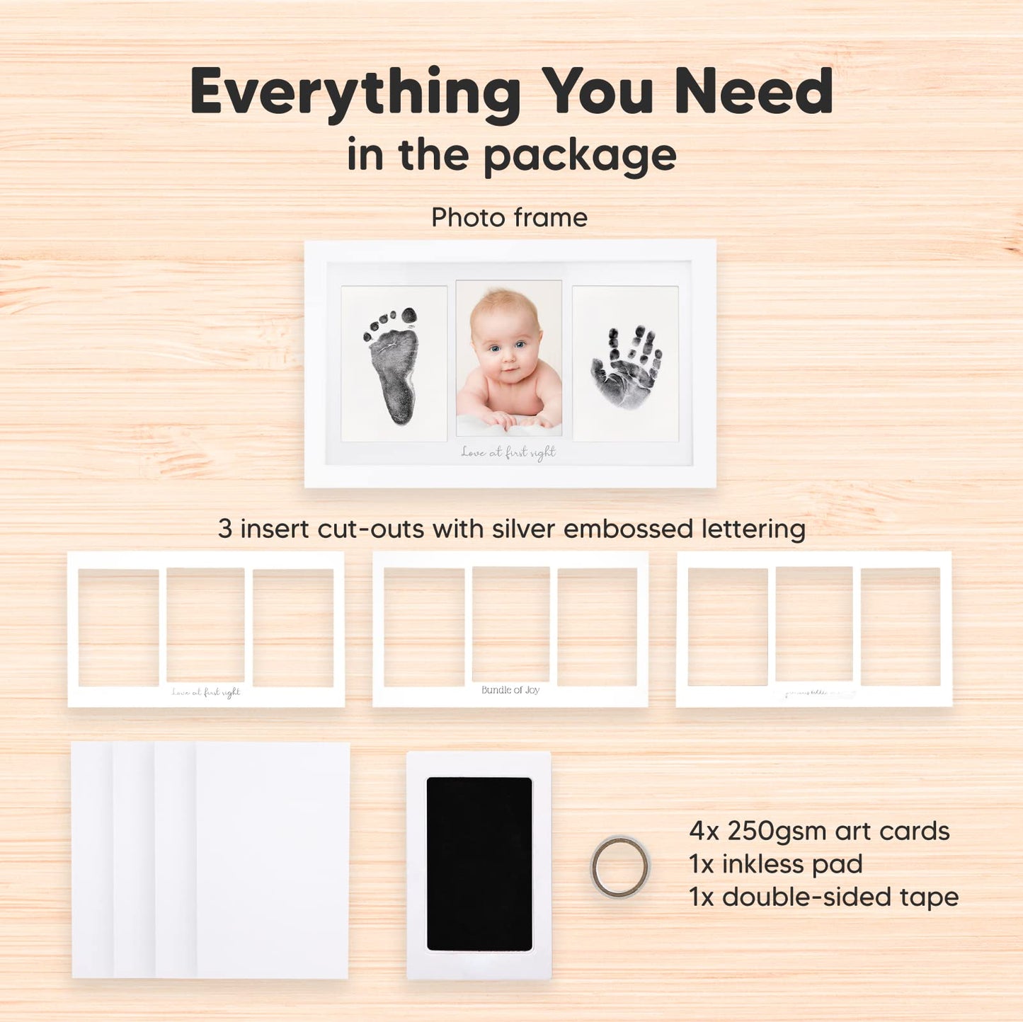 Inkless Hand and Footprint Kit, Boy, Girl, Newborn Keepsake - No Mess Ink Pad for Baby Handprint,Clean Touch Paw Print Kit for Dog Picture Frame,Personalized Baby Christmas Shower Gifts(Alpine White)