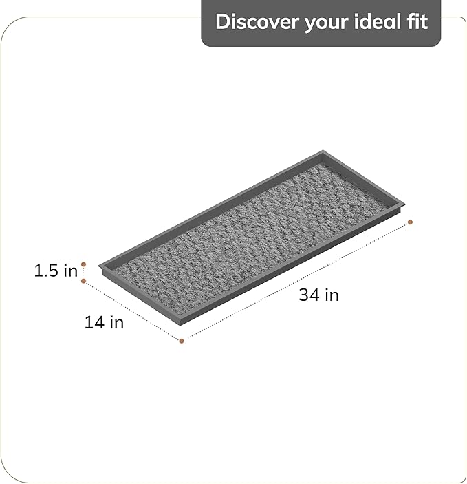 Anji Mountain Rubber Boot/Shoe Tray with Coir, Fits 3 Pair (34.5"" Wide), Tan and Black Chevron Insert (AMB0BT3F-011)