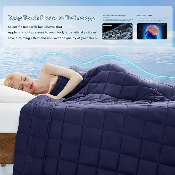 Topcee Weighted Blanket for Adults (15 lbs, 48" x 72") Twin Size Soft Cooling Heavy Blanket Sleeping, Apply to 130-160 lbs Body, Thick Breathable Blanket with Glass Bead, Easy Care