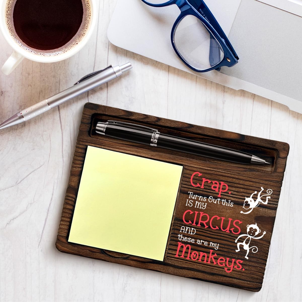 Funny Office Sticky Note Holder, Boss Gifts for Boss's Day Retirement Birthday, This is My Circus These are My Monkeys Self-Stick Note Pad Holders Office Cubicle Decor