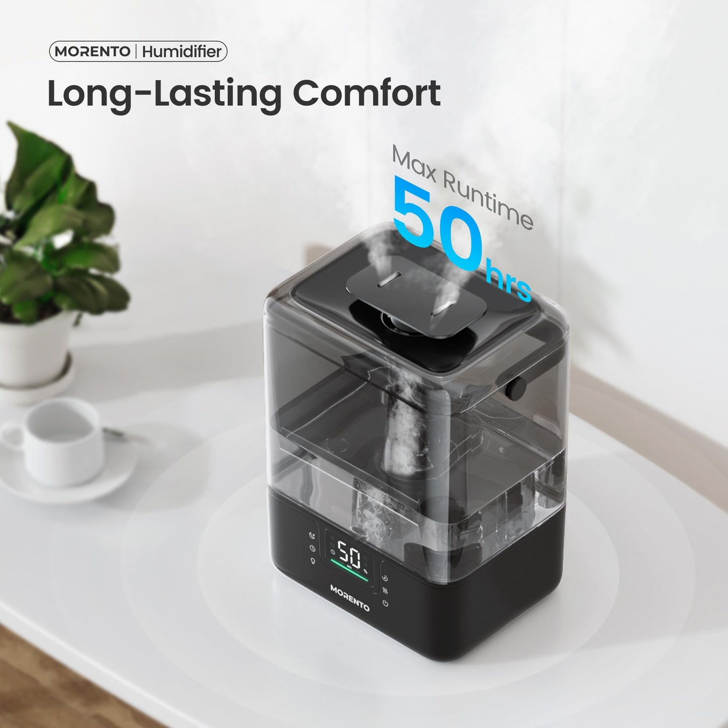 Meronte Smart Humidifiers For Bedroom Large Room Home, 6L Cool Mist Top Fill Humidifier With Essential Oil Diffuser, Smart App &