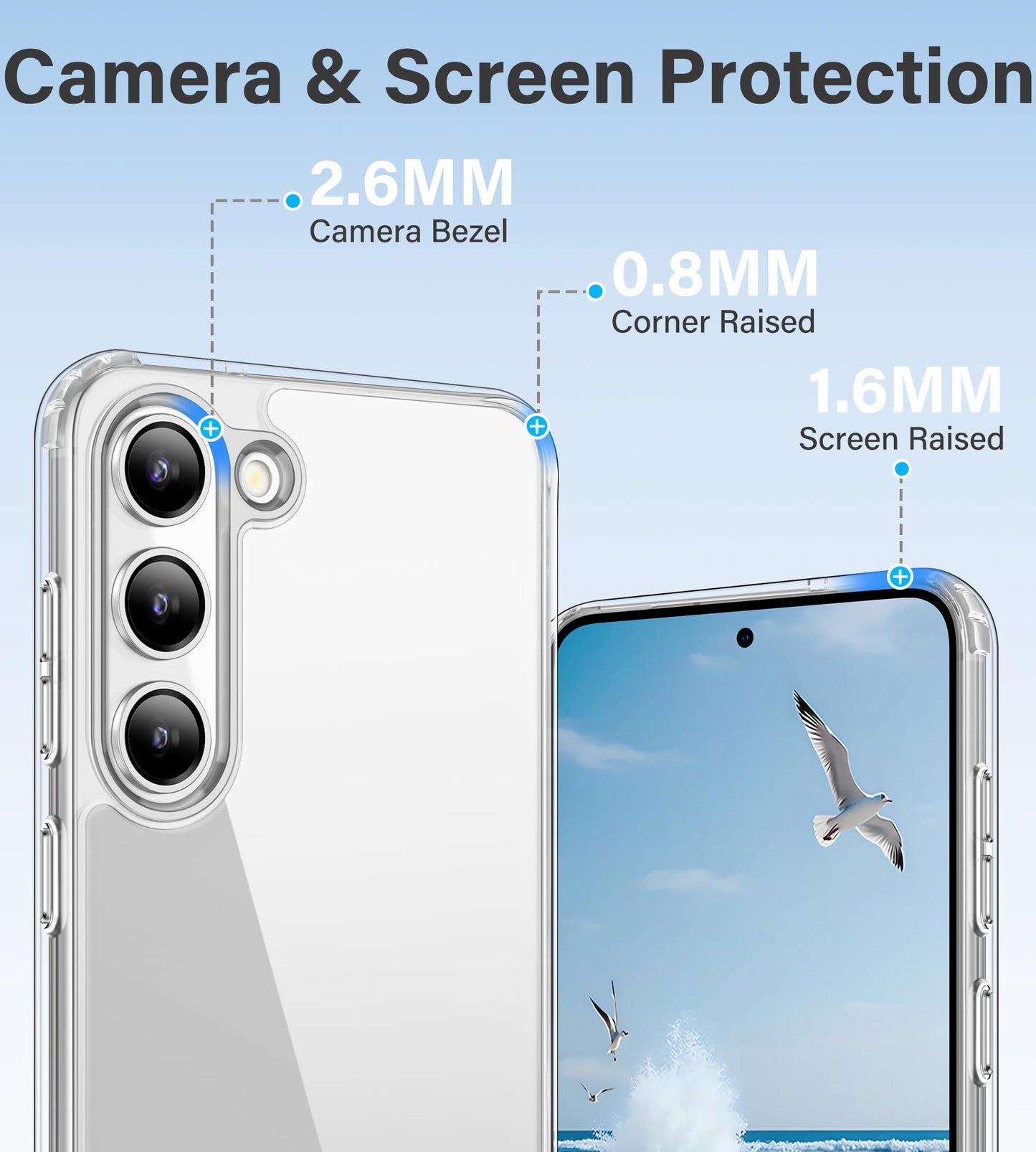Vakoo Case For Samsung Galaxy S23 5G |  Clear Anti-Yellowing, Hard Back, Military-Grade Drop Protection, Supports Wireless Charg