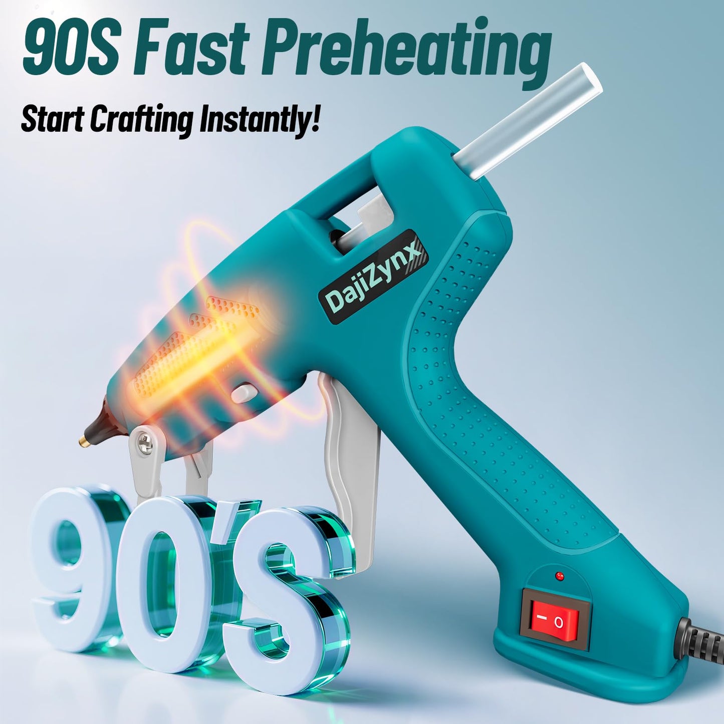 DajiZynx 100W Hot Glue Gun Kit with 30 Glue Sticks - Heavy Duty Fast Heating Glue Gun for DIY Crafts, Home Repairs, Woodworking, and Arts - Professional-Grade Tool for Crafters, Artists, and DIYers