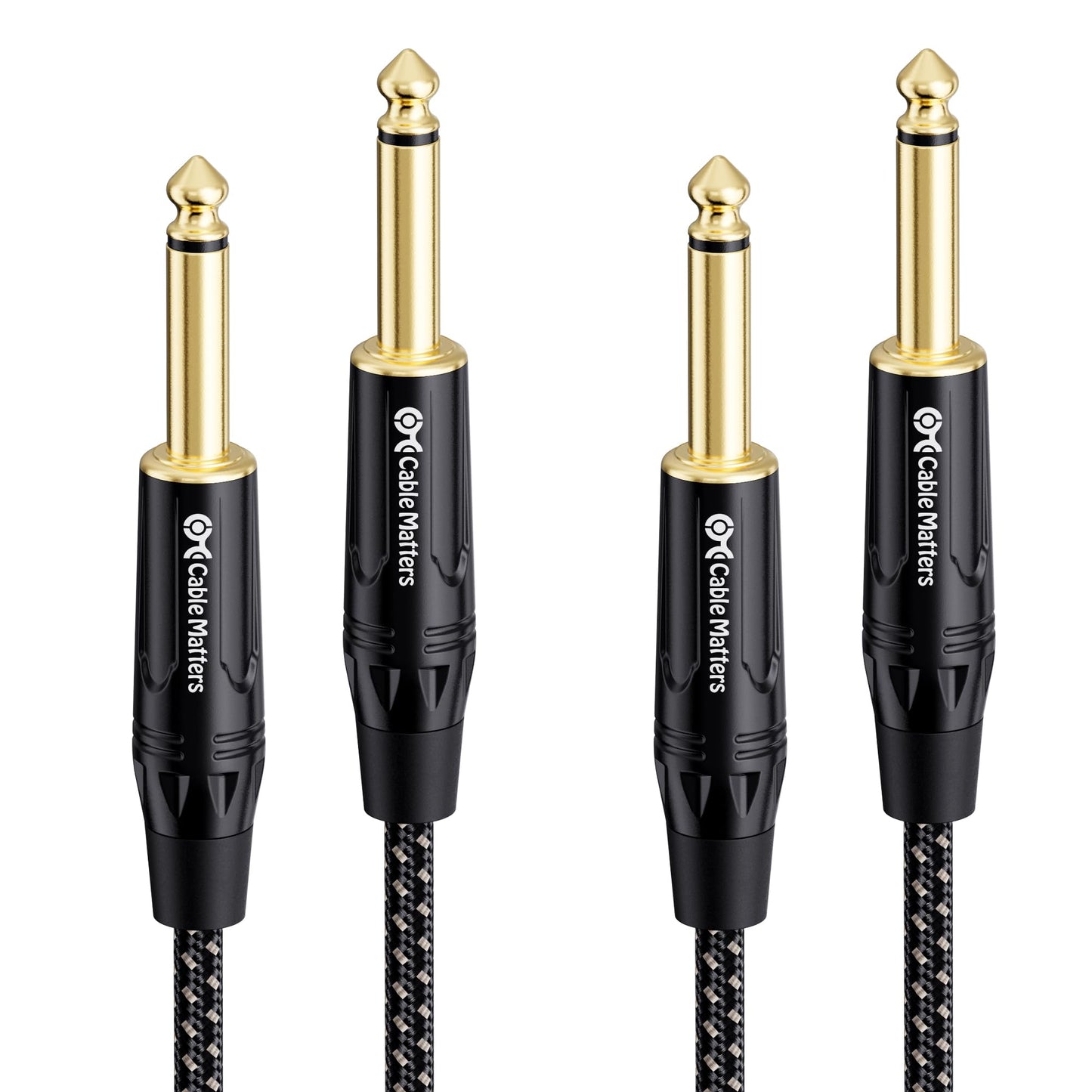 Cable Matters 2-Pack Braided 1/4 Inch TS to TS Electric Guitar Cable - 15ft, Guitar Cord/GuitarAmp Cord/Instrument Cable for Ele