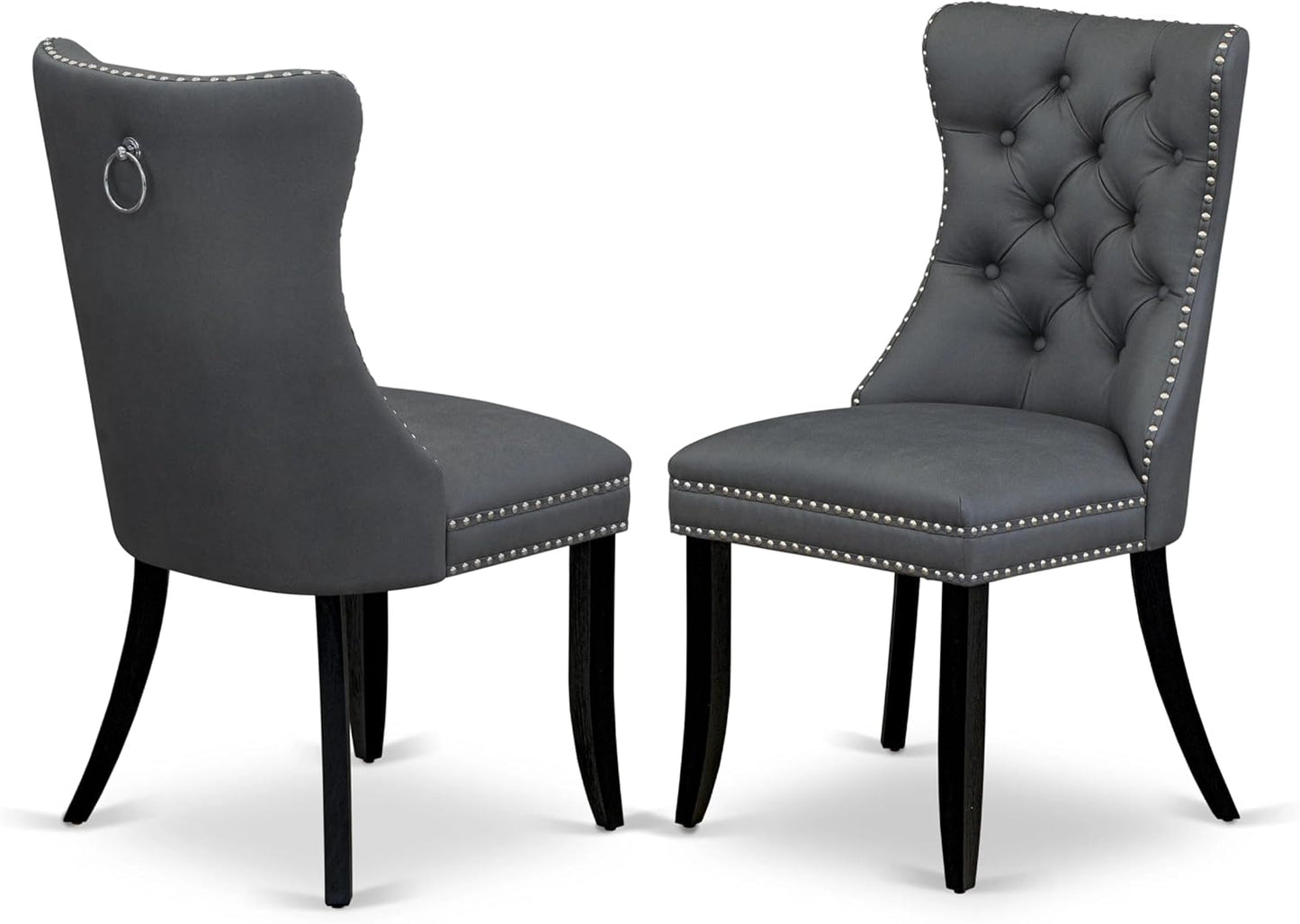 East West Furniture LGDA7-BLK-13 7 Piece Dining Set Includes a Rectangle Kitchen Table with Butterfly Leaf and 6 Polyester Fabric Upholstered Chairs, 42x84 Inch, Black