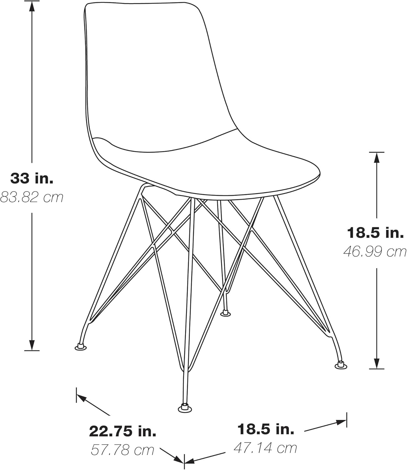 OSP Home Furnishings Trenton Modern Dining Chairs, Set of 2, Sand Faux Leather