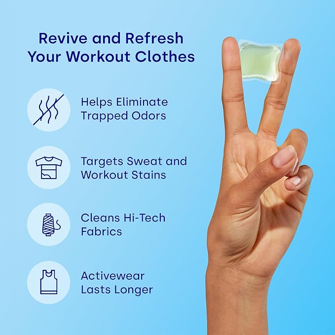 Dropps Activewear Laundry Detergent Pods, Unscented (64 Count) - Biobased Power Laundry Pods Fights Tough Stains & Odors, Sweat & Dirt - HE Compatible Laundry Supplies for Clean Sport Clothes