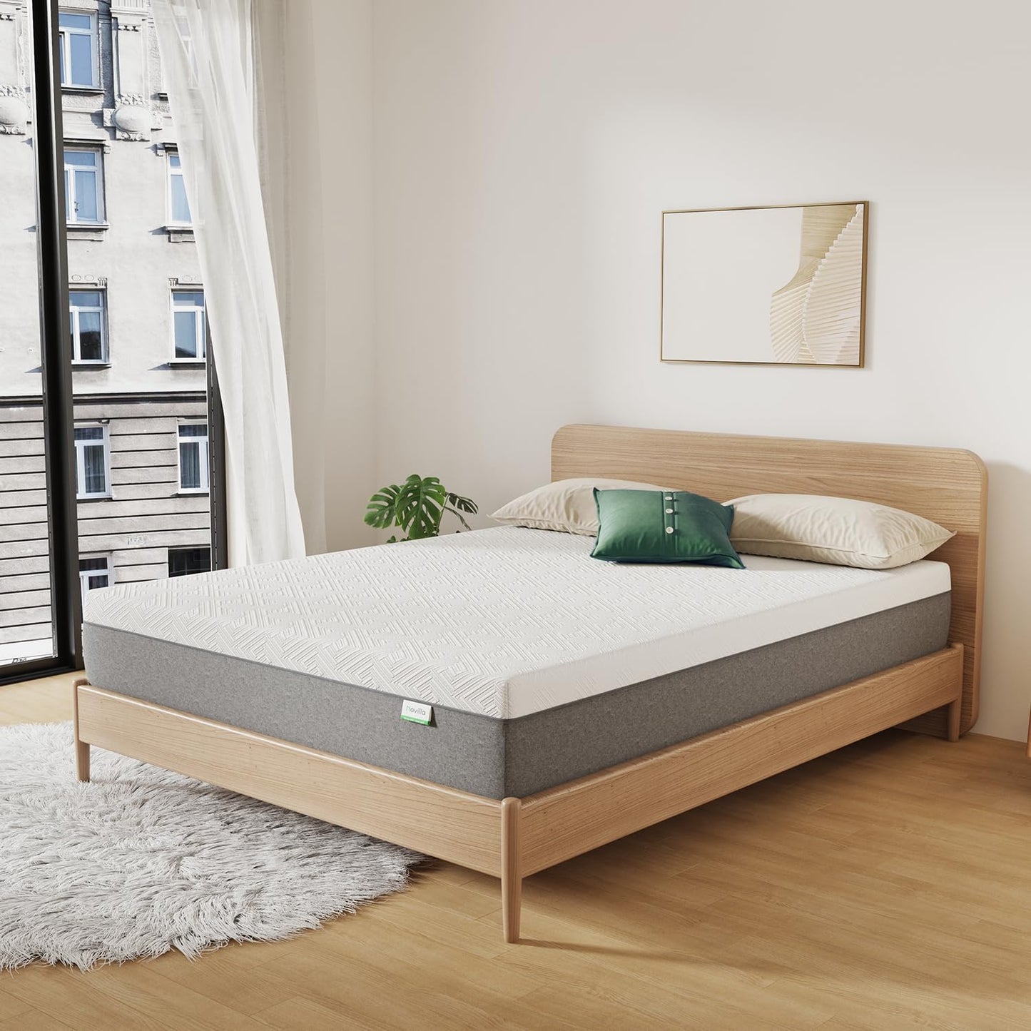 Novilla Twin XL Mattress, Cooling Gel Memory Foam Mattress 8 inch for Pressure Relief, Enhanced Support & Plush Comfort, Grey & White