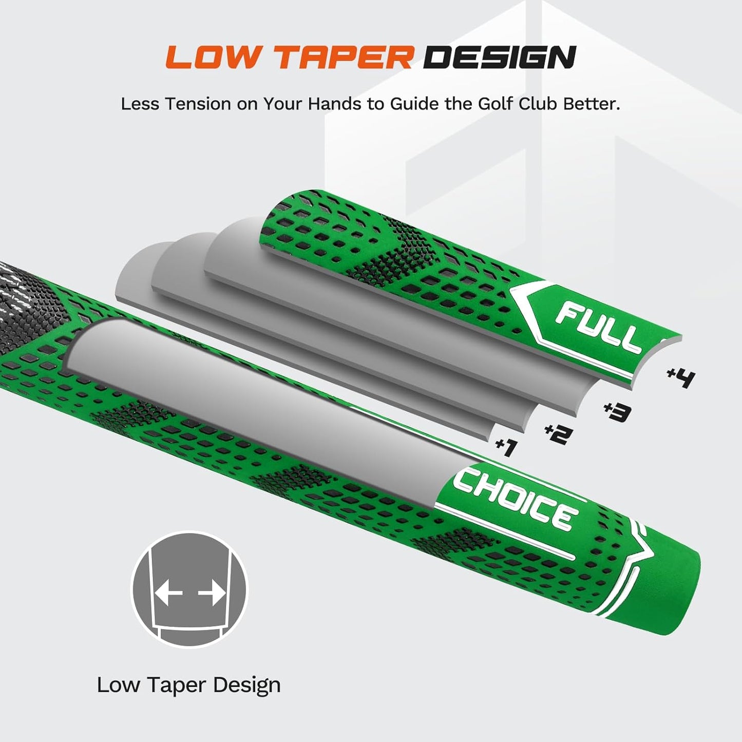 Cross Corded Golf Grips 13 Pack, Low Taper Design, Choose from 13 Grips or 13 Grips with All Kits, 3 Sizes 5 Colors Options, Multi-compound Hybrid Golf Club Grips, CG01 Series