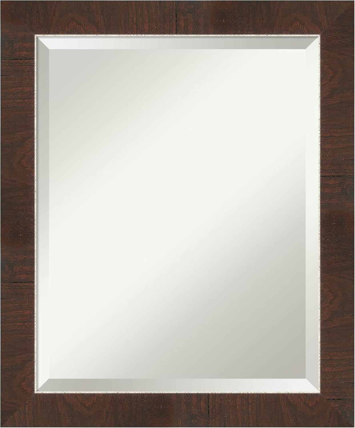 Amanti Art Brown Wall Mirror 23x19 Wildwood Brown Narrow Rectangle Bathroom Mirror for Wall Decor Living Room, Small Rustic Farmhouse Frame, Hangs Horizonally and Vertically, Bathroom Decor, Beveled
