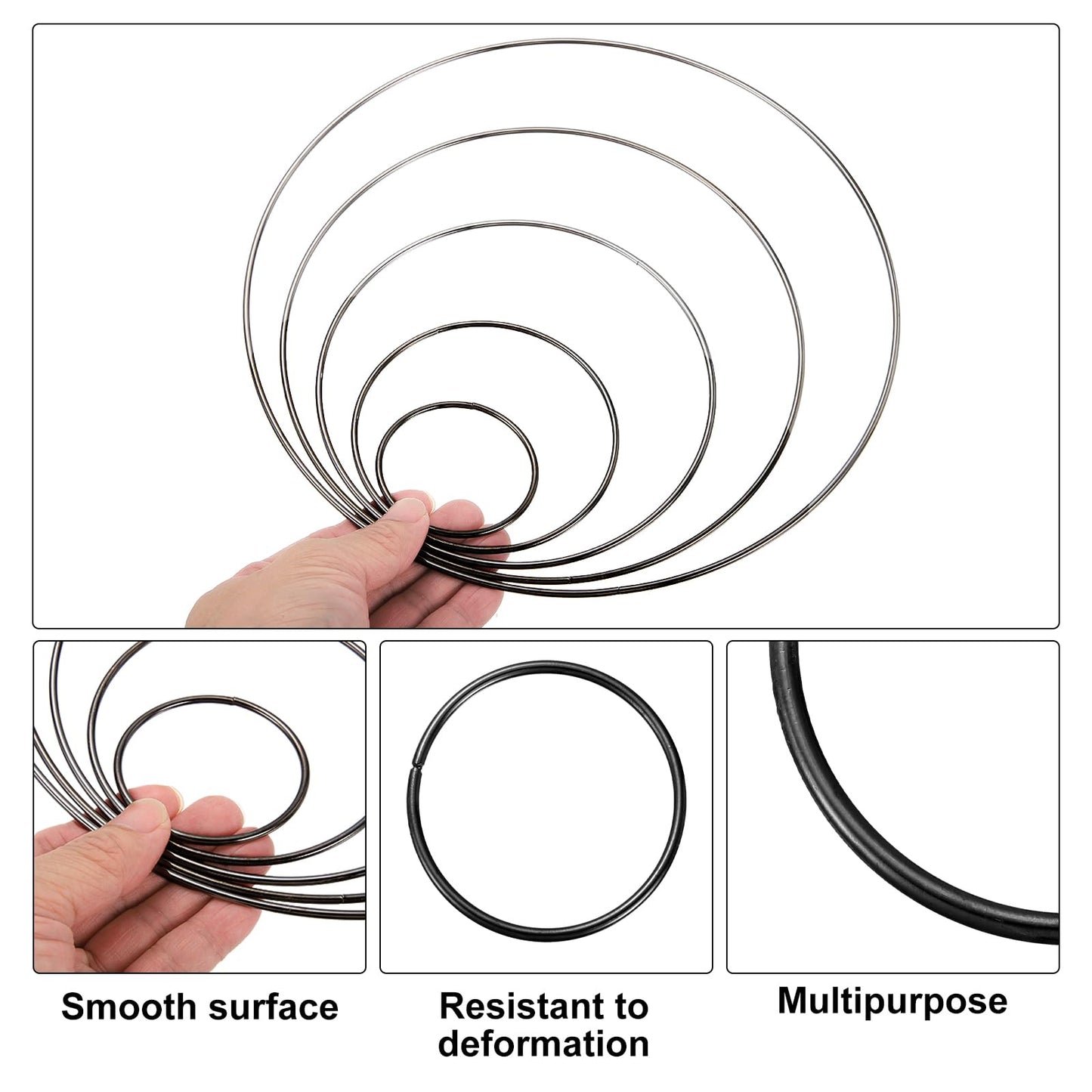 MECCANIXITY 20 Pcs Dream Catcher Rings,Metal Crafts Hoops Floral Hoop 3 Inch Macrame Hoops Rings for DIY Crafts Wreath Making Supplies Plant Hangers, Black