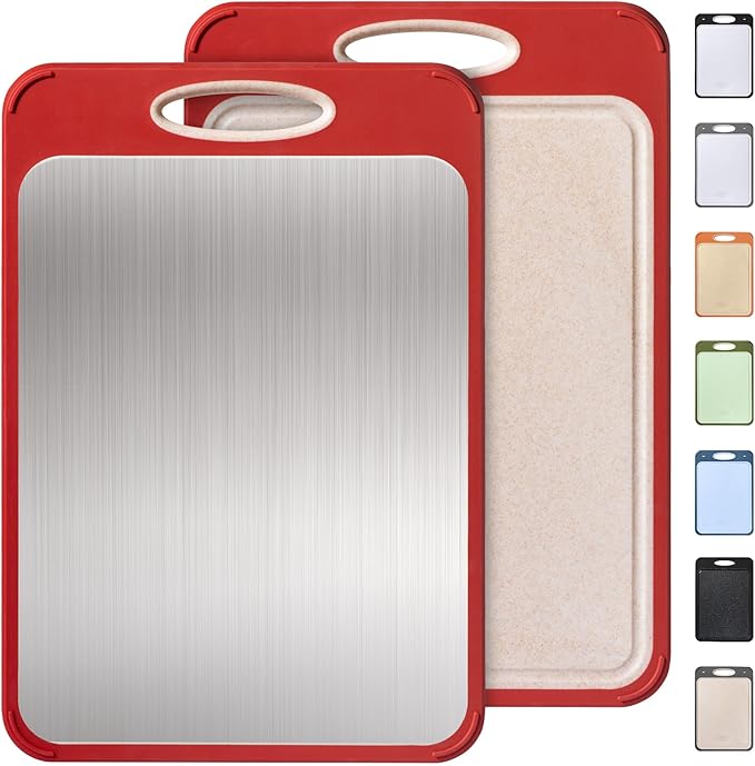 2 in 1 Stainless Steel Cutting Board with Handle Chopping Husband Birthday Christmas Xmas Valentines Father Day Gifts Ideal from Wife Romantic Anniversary Best Cool Gadget Awesome Who Have Everything