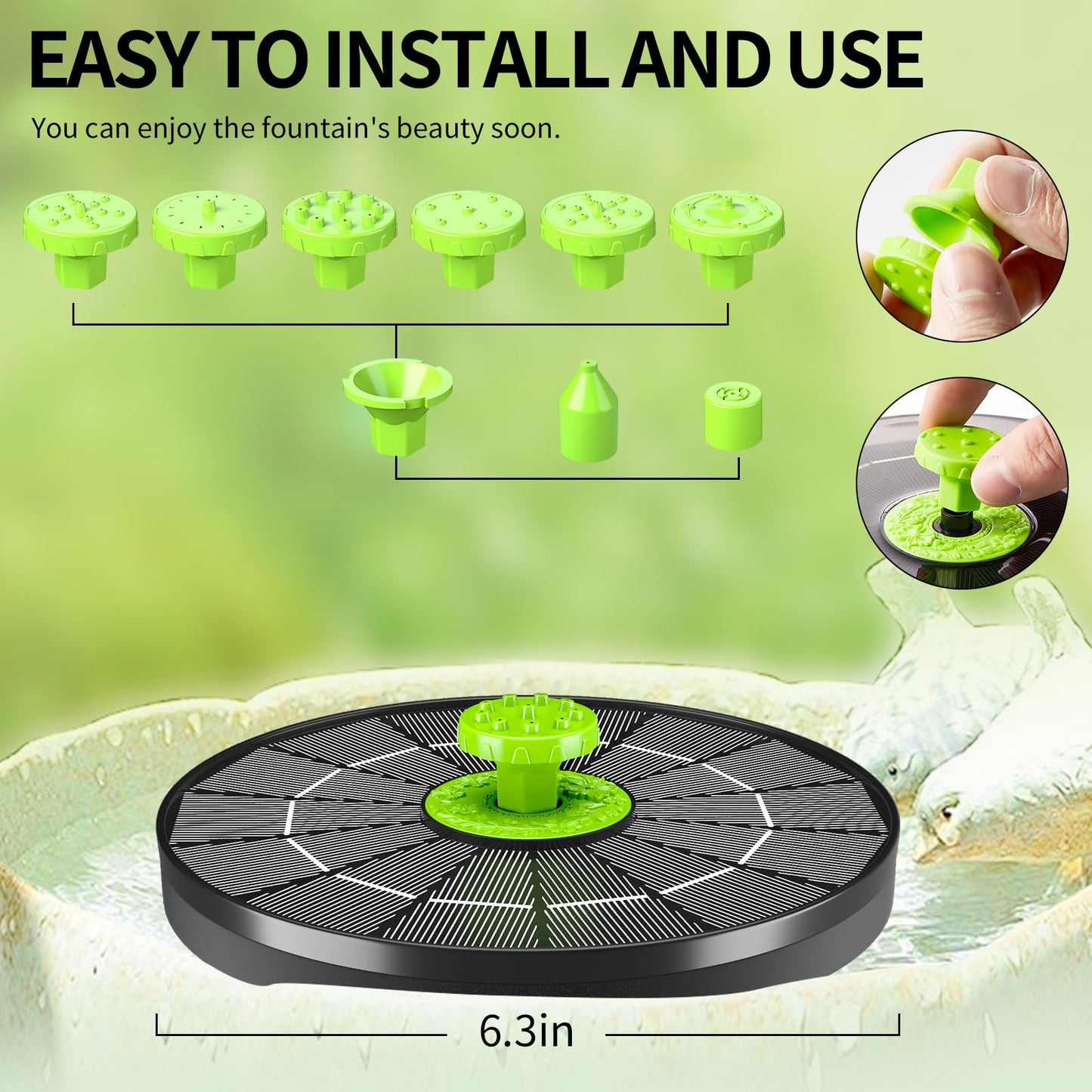 4.0W Solar Bird Bath Fountain Pump, Solar Powered Water Pump, Outdoor Water Fountain with 8 Nozzles for Hummingbirds, Garden, Pool, Pond