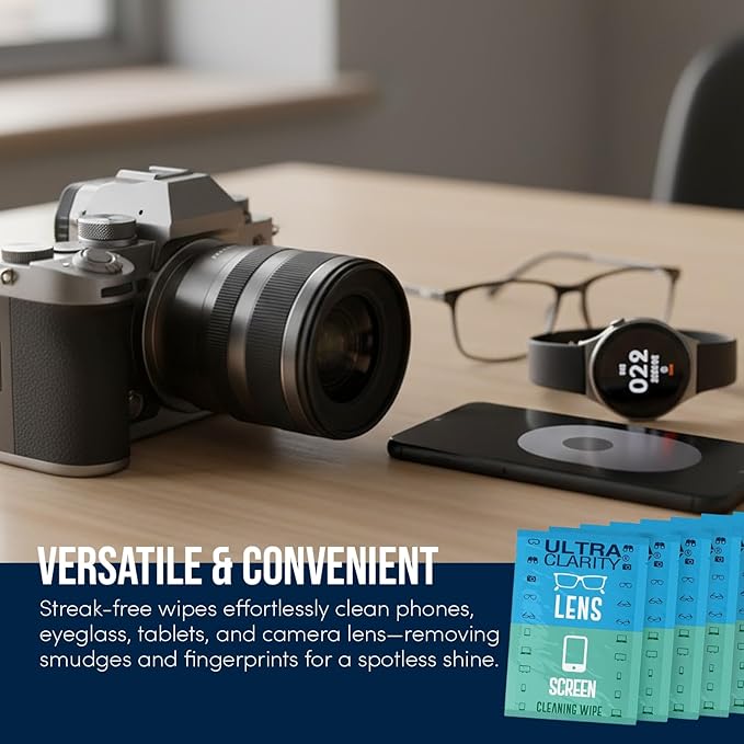 Powered by Nano Magic Lens Cleaner for Eyeglasses and Screens 210 Pack | Optical Grade Pre Moistened Nonabrasive Sheets for Coated Eyeglasses, Sunglasses, Goggles, Optics