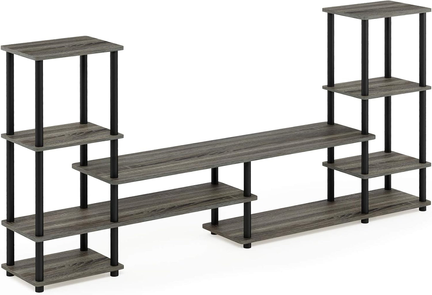 FURINNO Turn-N-Tube Grand Entertainment Center, French Oak Grey/Black