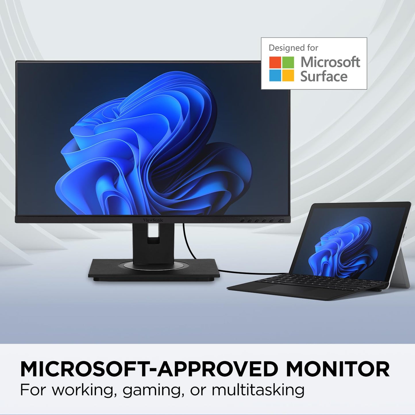 Viewsonic Vg245 24 Inch Ips 1080P Monitor Designed For Surface With Advanced Ergonomics, 60W Usb C, Hdmi And Displayport