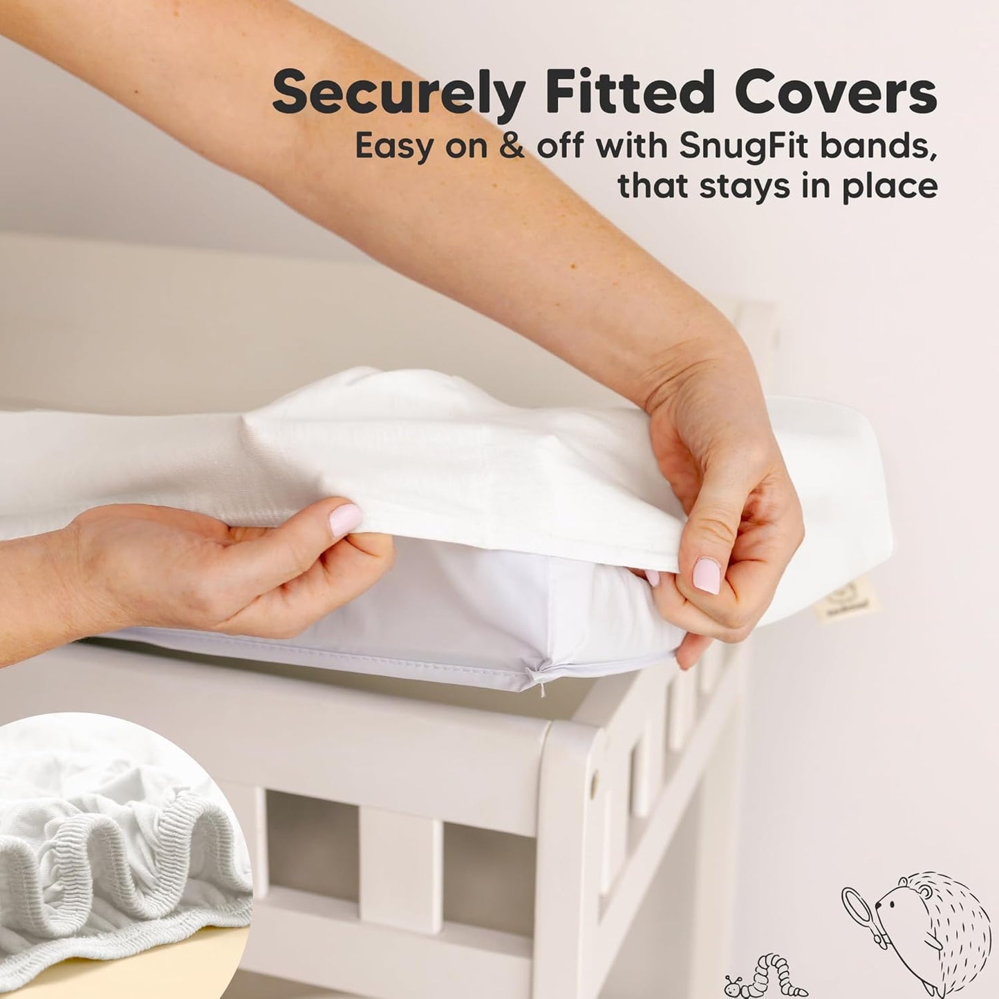 2-Pack Baby Changing Pad Covers for Girl, Boy, Neutral - Soft Viscose Derived from Bamboo Changing Table Pad Cover Sheets,Baby Nursery Diaper Changing Pad Cover,Contour Changing Pad Liner (Soft White)