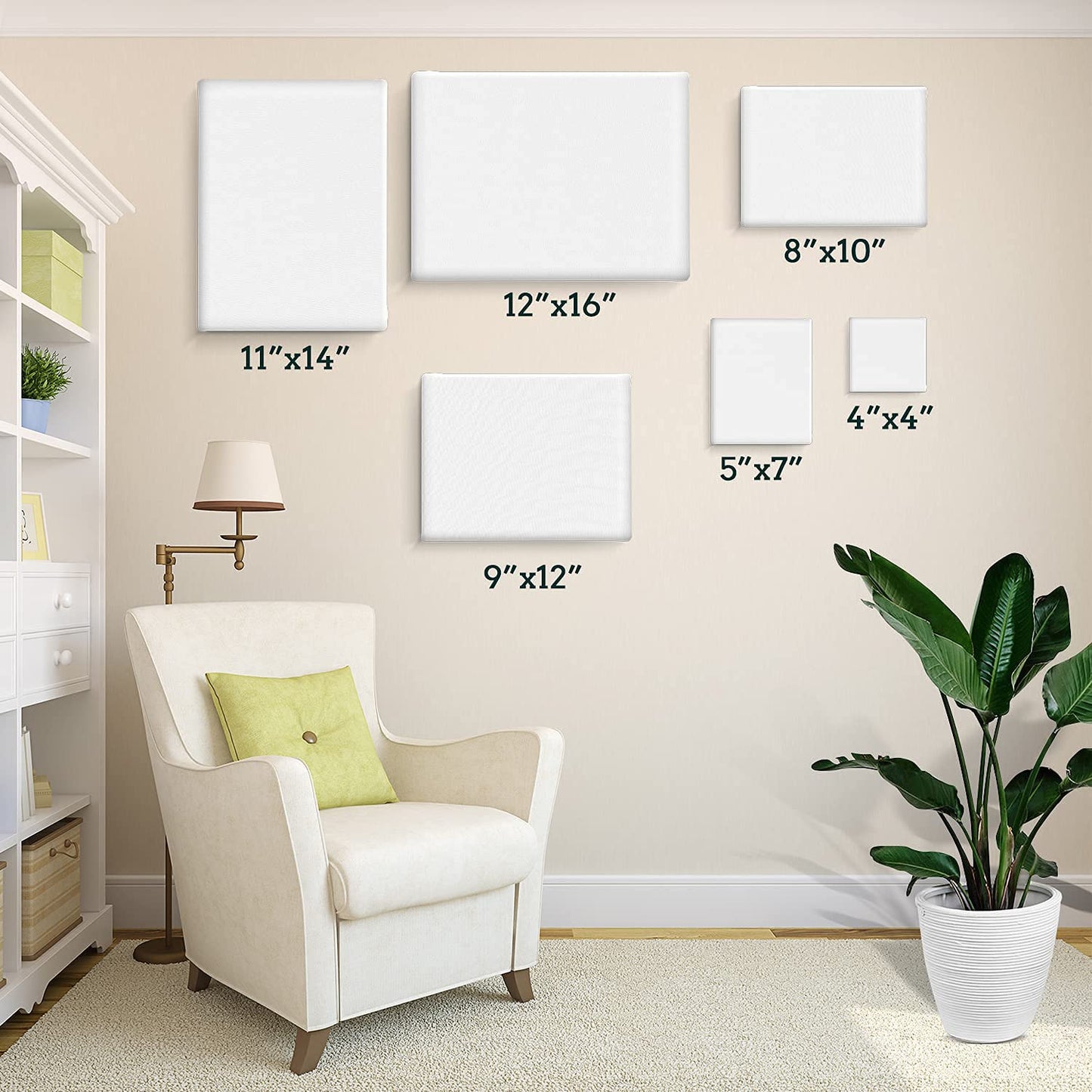 30 Pack Canvases for Painting with 4x4“, 5x7”, 8x10“, 9x12”, 11x14“, 12x16”, Painting Canvas for Oil & Acrylic Paint