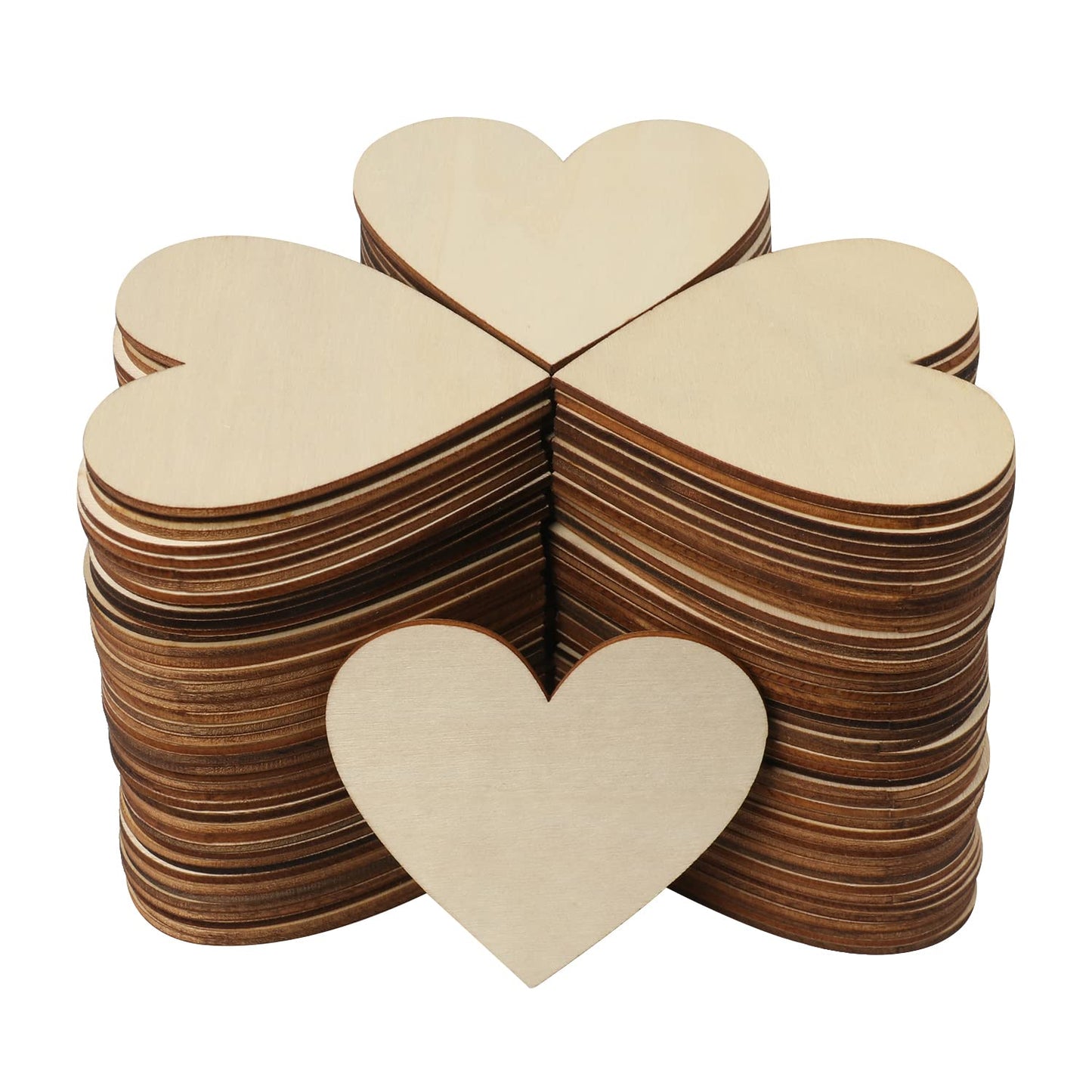 Wood Heart Cutouts, 200 PCS 3.15 Inch Unfinished Wooden Hearts for Guest Book for DIY Crafts, Wedding Decor, and Valentine's Day Ornaments