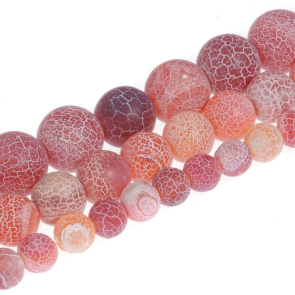 10mm Natural Orange Frosted Agate Gemstone Round Loose Beads Crystal Stone Bracelet Necklace Accessories Crafts for Jewelry Making DIY,1 Strand 15"