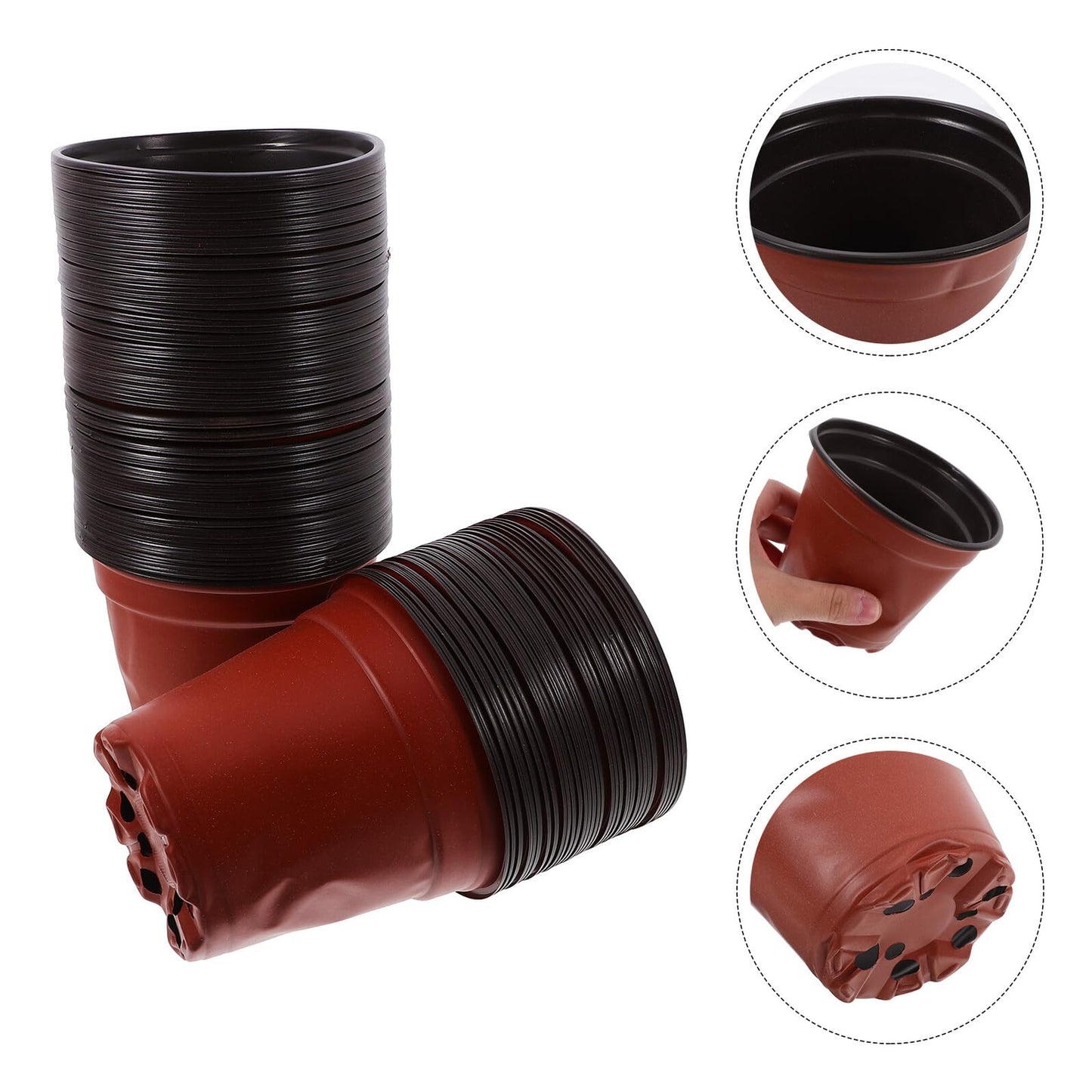 DEARMAMY 100pcs Plastic Strawberry Nursery Pots Seedling Grow Cups with Dual Color Design Thickened Gardening Containers for Indoor and Outdoor Plant Propagation