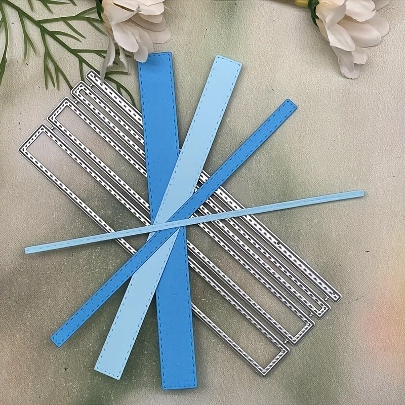 Lapoo Cutting Die for Scrapbooking, 3D Backgrounds Frame New Cutting Dies DIY Album Card Making Decor Paper Craft Metal Die Cuts Party Decorations (Dashed Rectangle Box 5.9 x 2 in)