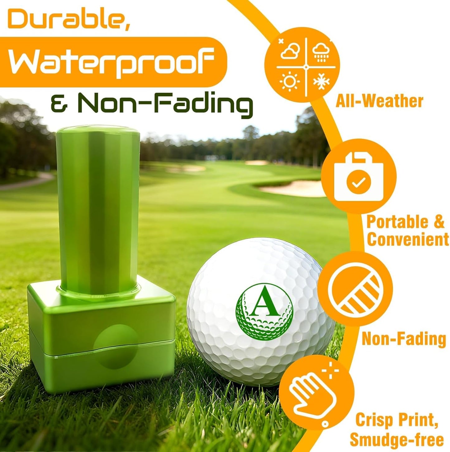 Lihome Golf Ball Stamp Personalized - Durable Waterproof Reusable Ink Stamper, Custom Golf Gift for Men, Dad, Retirement, Father's Day, Birthday & Christmas