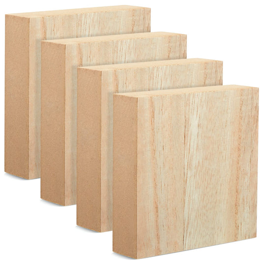 Bright Creations Wood Blocks for Crafts - Craft Wood Squares - Blank Wooden Blocks for Painting & Carving - 4x4 in, 1 in Thick, Pack of 4