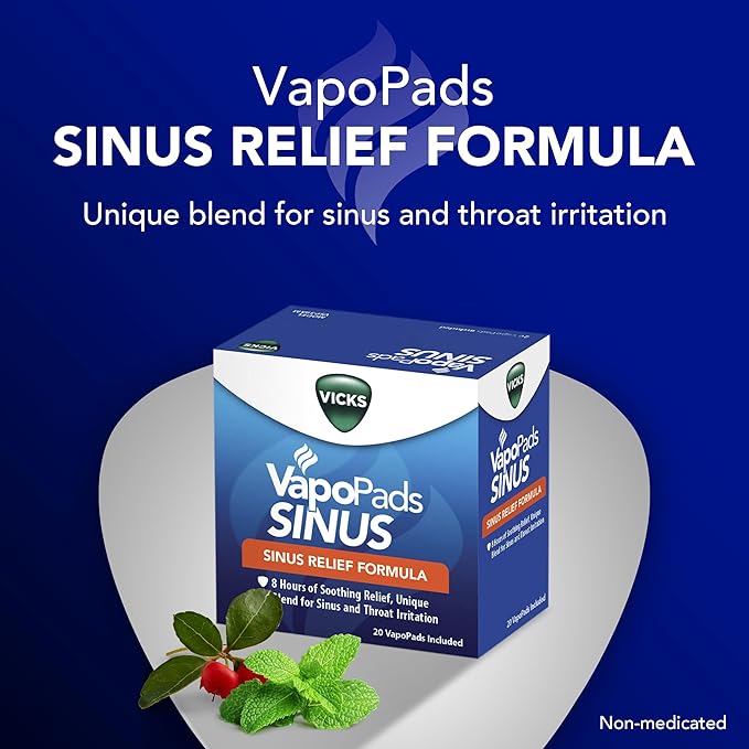 Vicks VapoPads Sinus Relief Formula - Vapor Pads Refill for Vicks Humidifiers and Steam Inhalers, Scent Pads for Sinus Congestion and Throat Irritation, 20-Pack, Box Color May Vary