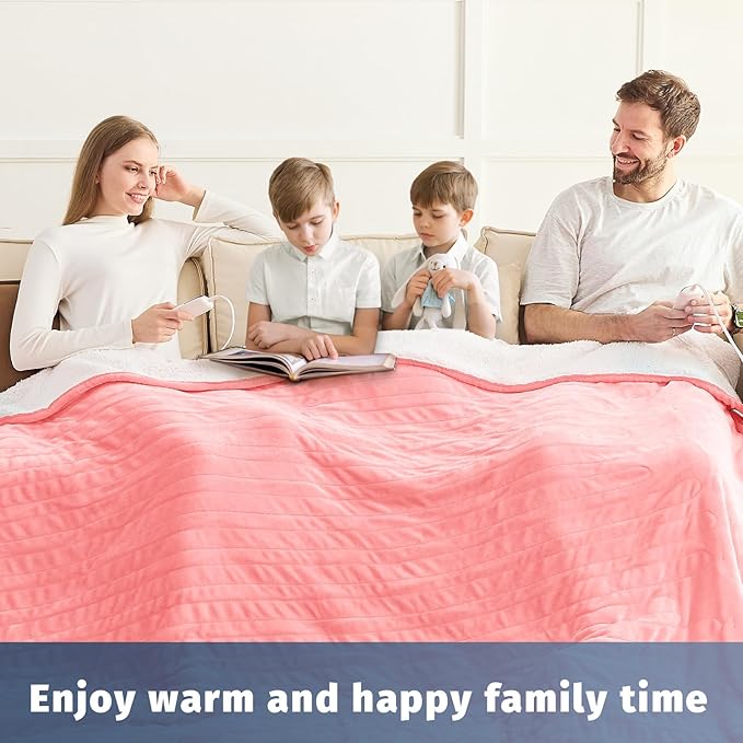 Heated Electric Blanket King Size - 90" x 100" Heating Blanket with Dual Control, 10 Heating Levels & 8 Hours Auto Off, Soft Warm Flannel Blanket, Christmas Birthday Gifts for Senior Grandma