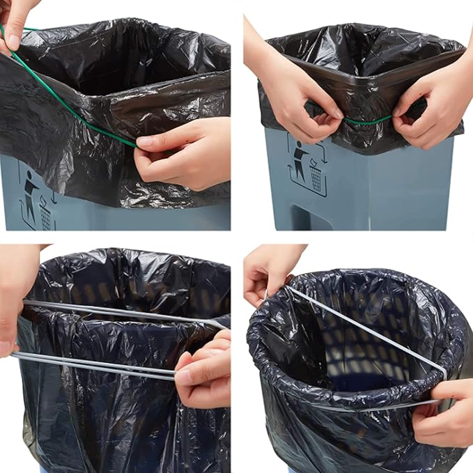 Trash Can Bands Set of 3, Fits 13 to 32 Gallon Cans, Hongmed Elastic Rubber Bands for Kitchen/Office/Garage, Secure Garbage Bags in Place, Blue