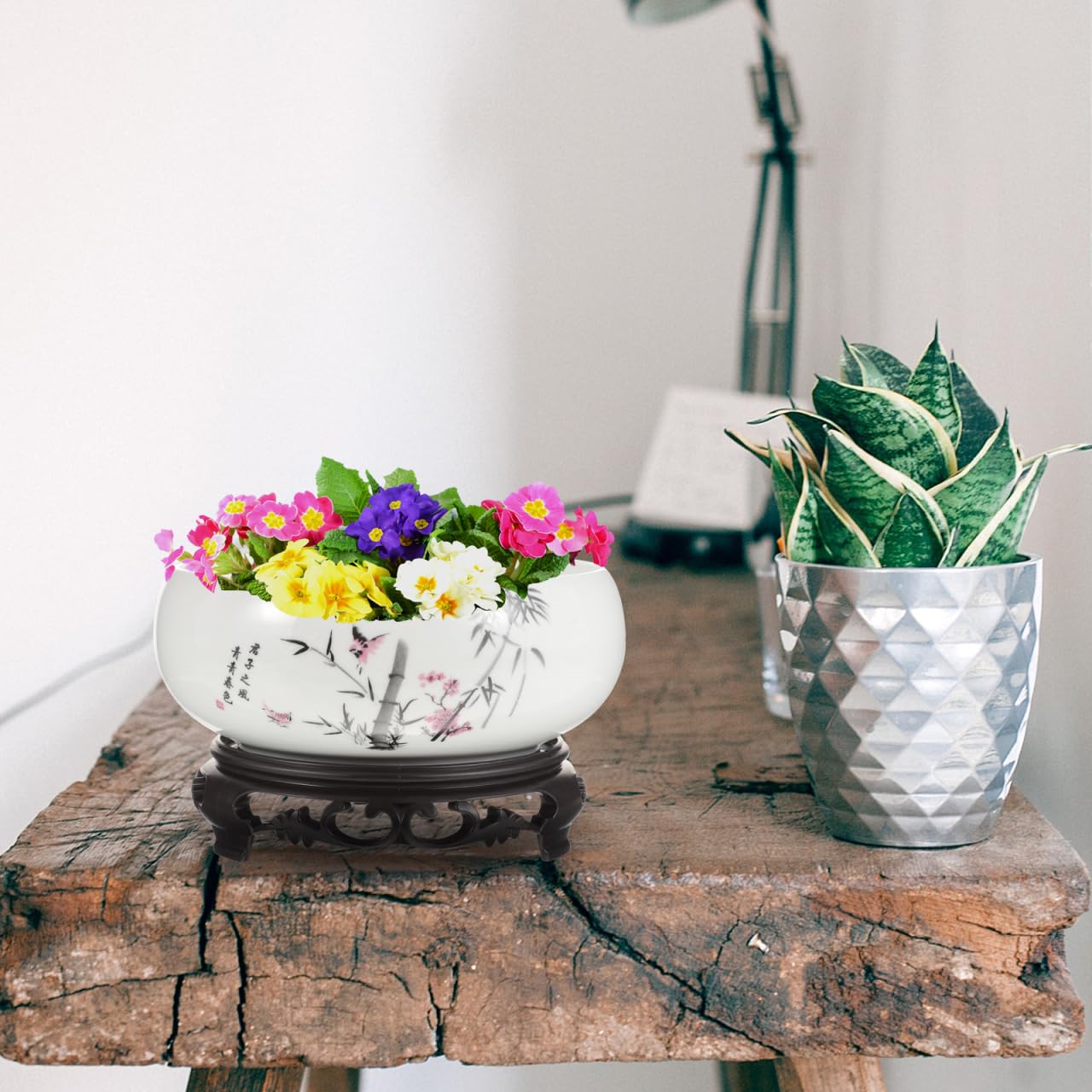 Toddmomy Hydroponic Ceramic Flowerpot Plant Pots Indoor Planters Indoor Ceramic Water Lily Bowl Vase Garden Flower Pot Ceramic Plant Pot Garden Bowl Orchid Pot Betta Fish Money Ceramics