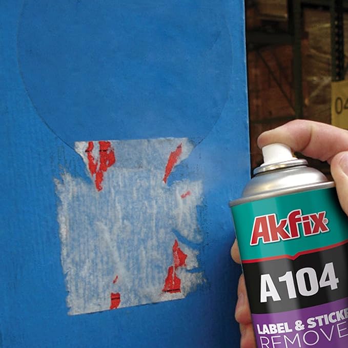 Akfix A104 Sticker Remover Spray - Cleaning Labels on Wood, Glass & Plastic - Safe Decal Remover for Tape, Residue, Gum and Stain Marker, Glue Eraser with Citrus Oil Spray | 6.7 Oz. 24 Pack