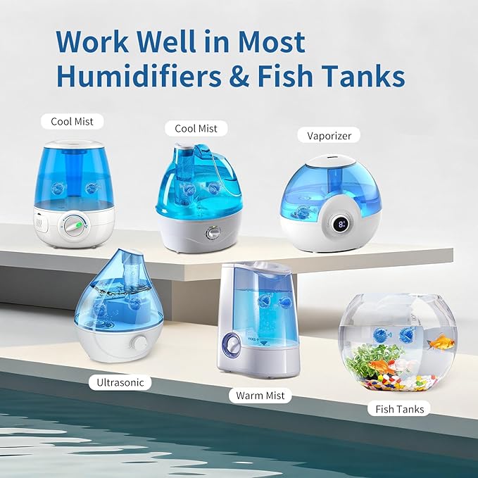 Humidifier Cleaning Fish - Humidifier Tank Cleaner Demineralization Cartridge | Prevents White Dust, Odor & Scale | Universal Fit for Most Humidifiers & Fish Tanks (12-Pack)