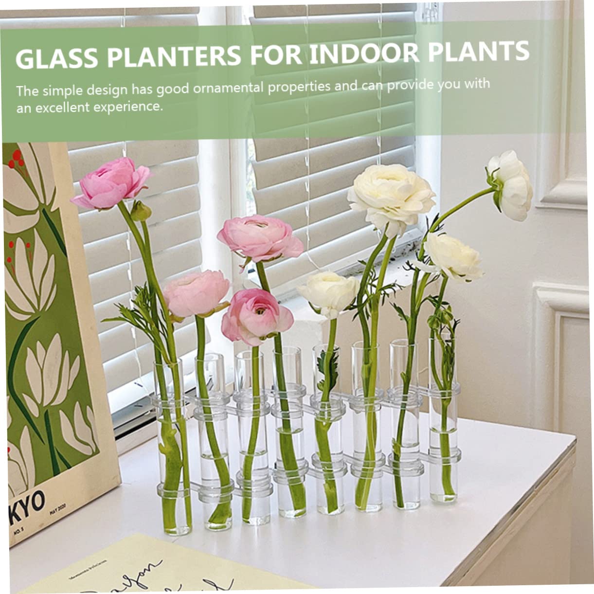 Happyyami Test Tube Glass Vase Set for Hydroponics Propagation Vases for Indoor Plants Decorative Glass Terrarium Planting Kit Home and Office Decor