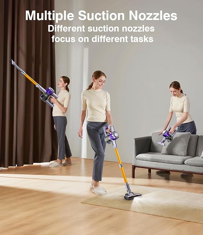 Cordless Vacuum Cleaner, 450W 48Kpa Powerful Stick Vacuum, Up to 65Mins Rechargeable Battery, Vacuum Cleaners for Home Anti-Tangled Lightweight Handheld for Hardwood Floor, Carpets, Pet Hair